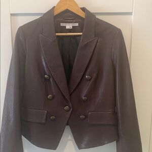 Veronica Beard Women's Double-Breasted Leather Jacket - Dark Brown